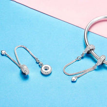 Load image into Gallery viewer, 925 Sterling Silver Love Heart Safety Chain Charms Stopper Pendant Women Bracelets DIY Jewelry, SCC1112