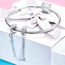 Load image into Gallery viewer, 925 Sterling Silver Love Heart Safety Chain Charms Stopper Pendant Women Bracelets DIY Jewelry, SCC1112