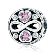 Load image into Gallery viewer, 925 Sterling Silver Infinity Love Pink Heart Crystal Beads Charm Bracelets Jewelry, SCC240