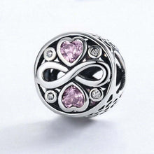 Load image into Gallery viewer, 925 Sterling Silver Infinity Love Pink Heart Crystal Beads Charm Bracelets Jewelry, SCC240