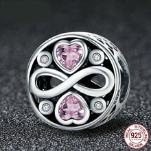 Load image into Gallery viewer, 925 Sterling Silver Infinity Love Pink Heart Crystal Beads Charm Bracelets Jewelry, SCC240