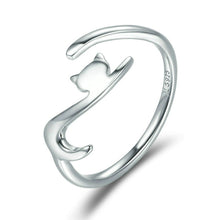 Load image into Gallery viewer, Naughty Cat Sterling Silver Ring Fashion Open Ring, SCR220-B, SCR220