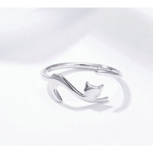 Load image into Gallery viewer, Naughty Cat Sterling Silver Ring Fashion Open Ring, SCR220-B, SCR220