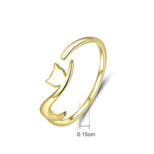 Load image into Gallery viewer, Naughty Cat Sterling Silver Ring Fashion Open Ring, SCR220-B, SCR220