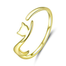 Load image into Gallery viewer, Naughty Cat Sterling Silver Ring Fashion Open Ring, SCR220-B, SCR220