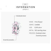 Load image into Gallery viewer, 925 Sterling Silver Pink Enamel Flower Charm Women Bracelet  DIY Jewelry Beads, SCC1484
