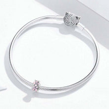 Load image into Gallery viewer, 925 Sterling Silver Pink Enamel Flower Charm Women Bracelet  DIY Jewelry Beads, SCC1484