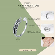 Load image into Gallery viewer, S925 Silver Open Women Ring Leaf Ring
