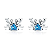 Load image into Gallery viewer, Little Crab S925 Sterling Silver Earrings with Gemstone Heart-shaped Earrings, SCE413