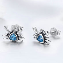 Load image into Gallery viewer, Little Crab S925 Sterling Silver Earrings with Gemstone Heart-shaped Earrings, SCE413