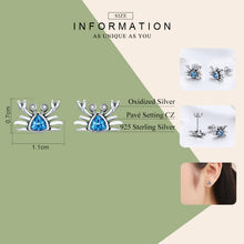 Load image into Gallery viewer, Little Crab S925 Sterling Silver Earrings with Gemstone Heart-shaped Earrings, SCE413