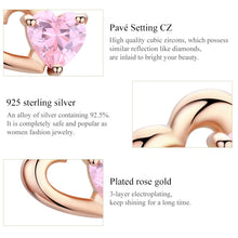 Load image into Gallery viewer, Sterling Silver Earrings Heart-shaped Rose Gold-plated Zircon Earrings, SCE090-C