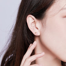 Load image into Gallery viewer, Sterling Silver Earrings Heart-shaped Rose Gold-plated Zircon Earrings, SCE090-C
