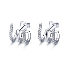 Load image into Gallery viewer, Sterling Silver Earrings Three-layer Twisted Silver Earrings Zircon Earrings, SCE585