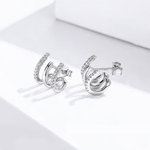 Load image into Gallery viewer, Sterling Silver Earrings Three-layer Twisted Silver Earrings Zircon Earrings, SCE585