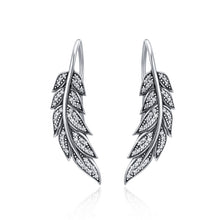 Load image into Gallery viewer, Diamond Leaf Silver Earrings Female S925 Sterling Silver Earrings, SCE215