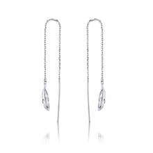Load image into Gallery viewer, Feather Ear Line Sterling Silver Long Earrings Platinum Plated Simple Girl Earrings, SCE786