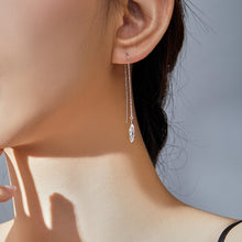 Load image into Gallery viewer, Feather Ear Line Sterling Silver Long Earrings Platinum Plated Simple Girl Earrings, SCE786