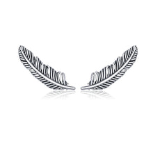 Load image into Gallery viewer, Retro Feather Earrings Sterling Silver Girls Earrings, SCE865