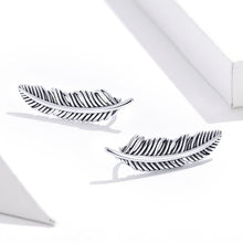 Load image into Gallery viewer, Retro Feather Earrings Sterling Silver Girls Earrings, SCE865