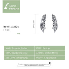 Load image into Gallery viewer, Retro Feather Earrings Sterling Silver Girls Earrings, SCE865
