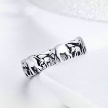 Load image into Gallery viewer, S925 Sterling Silver Ring Elephant Family Vintage Inlaid Ring, 6 US Size, 7 US Size, 8 US Size, 9 US Size