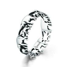 Load image into Gallery viewer, S925 Sterling Silver Ring Elephant Family Vintage Inlaid Ring, 6 US Size, 7 US Size, 8 US Size, 9 US Size