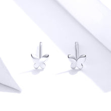 Load image into Gallery viewer, Sterling Silver Butterfly Earrings Fresh Simple and Compact Platinum-plated Girls Earrings, SCE775