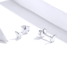 Load image into Gallery viewer, Sterling Silver Butterfly Earrings Fresh Simple and Compact Platinum-plated Girls Earrings, SCE775