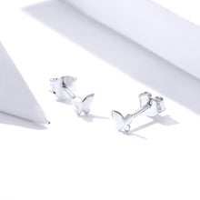 Load image into Gallery viewer, Sterling Silver Butterfly Earrings Fresh Simple and Compact Platinum-plated Girls Earrings, SCE775