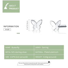 Load image into Gallery viewer, Sterling Silver Butterfly Earrings Fresh Simple and Compact Platinum-plated Girls Earrings, SCE775