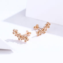 Load image into Gallery viewer, Flowers Zircon Earrings Sterling Silver Female Earrings Simple Earrings, Rose Gold, White
