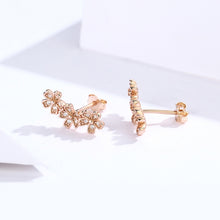 Load image into Gallery viewer, Flowers Zircon Earrings Sterling Silver Female Earrings Simple Earrings, Rose Gold, White