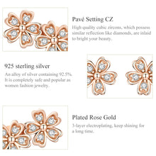 Load image into Gallery viewer, Flowers Zircon Earrings Sterling Silver Female Earrings Simple Earrings, Rose Gold, White