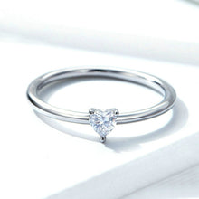 Load image into Gallery viewer, S925 Sterling Silver Ring Platinum Plated Heart Clear Ring, 6 US Size, 7 US Size, 8 US Size