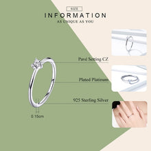 Load image into Gallery viewer, S925 Sterling Silver Ring Platinum Plated Heart Clear Ring, 6 US Size, 7 US Size, 8 US Size
