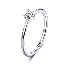 Load image into Gallery viewer, S925 Sterling Silver Ring Platinum Plated Heart Clear Ring, 6 US Size, 7 US Size, 8 US Size