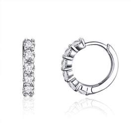 Platinum-plated Zircon Sterling Silver Jewelry Earrings, SCE524