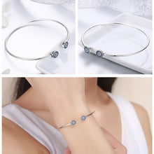 Load image into Gallery viewer, Bright Blue Eyes Inlaid Zircon Bracelet S925 Sterling Silver Bracelet, SCB058