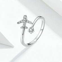 Load image into Gallery viewer, 925 Sterling Silver Ring Plane Zircon Open White Gold Plated Ring, SCR623
