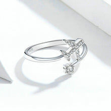 Load image into Gallery viewer, 925 Sterling Silver Ring Plane Zircon Open White Gold Plated Ring, SCR623