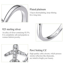Load image into Gallery viewer, 925 Sterling Silver Ring Plane Zircon Open White Gold Plated Ring, SCR623