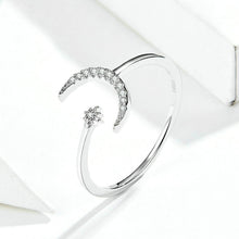 Load image into Gallery viewer, S925 Female Sterling Silver Zircon Ring Moon Open Ring Temperament Ring, SCR569