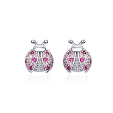 Load image into Gallery viewer, Sterling Silver Insect Earrings Seven-star Ladybug Earrings Platinum-plated Girl Earrings, SCE715