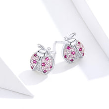 Load image into Gallery viewer, Sterling Silver Insect Earrings Seven-star Ladybug Earrings Platinum-plated Girl Earrings, SCE715