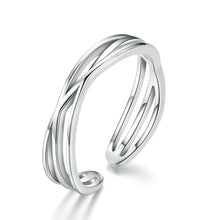 Load image into Gallery viewer, S925 Sterling Silver Platinum Plated Ring Simple Fashion Open Ring, SCR483
