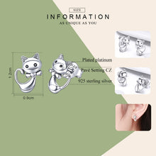 Load image into Gallery viewer, Cat Earrings S925 Sterling Silver Simple Personality Earrings Ladies Earrings, SCE450