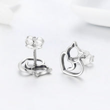 Load image into Gallery viewer, Simple Plain Silver Cat Earrings Sterling Silver Hollow Female Earrings Small Animal Silver Jewelry, SCE271