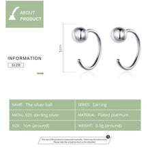 Load image into Gallery viewer, Sterling Silver Earrings Simple Platinum-plated Earrings Temperament Small Ball Earrings, SCE782-A