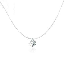 Invisible Fish Line Necklace Zircon Pendant S925 Sterling Silver Necklace, SCN332